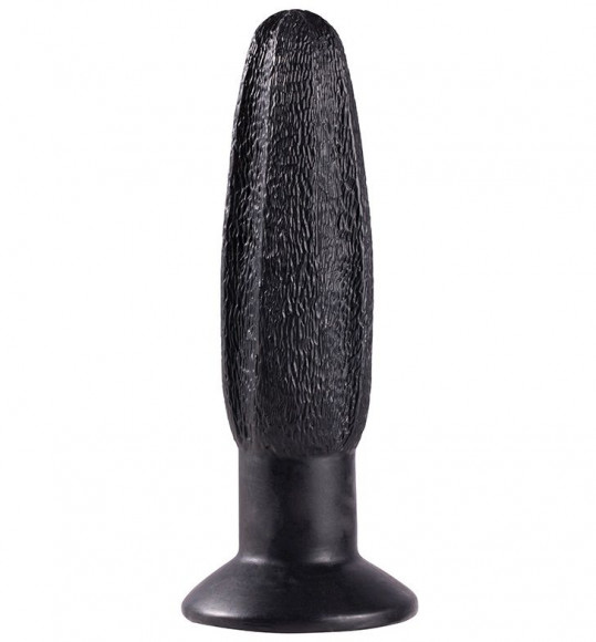 Чёрная анальная пробка с рельефной поверхностью MENZSTUFF GROOVY PROBE - 13 см.