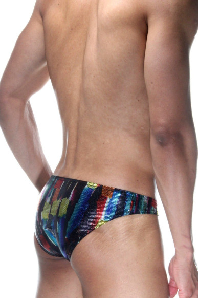 Блестящие мужские трусы-слипы с узким бочком Блестящие мужские трусы-слипы с узким бочком