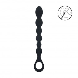 Черная силиконовая цепочка Beaded Snake Silicone Anal Probe with Loop - 26 см.