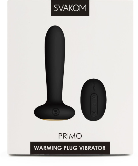 Чёрный анальный вибростимулятор Primo с функцией нагрева - 12 см. Чёрный анальный вибростимулятор Primo с функцией нагрева - 12 см.
