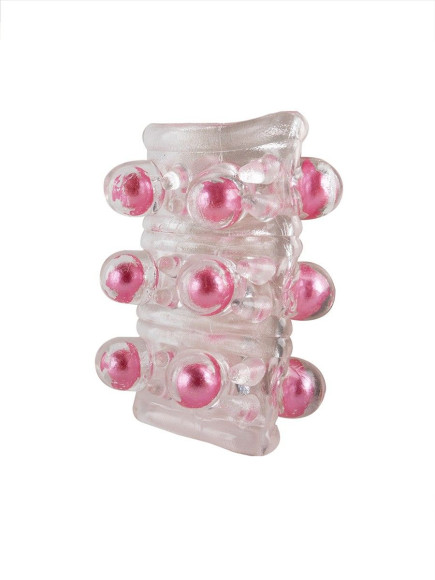Прозрачная сквозная насадка на пенис с цветными шариками