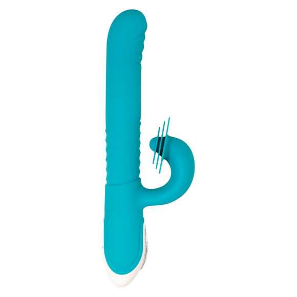 Голубой вибратор-кролик с функцией поступательных движений The Show Stopper - 23,5 см. Голубой вибратор-кролик с функцией поступательных движений The Show Stopper - 23,5 см.