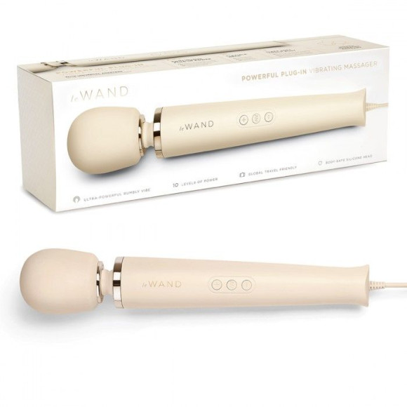 Кремовый проводной вибромассажер Le Wand Cream с 10 скоростями Кремовый проводной вибромассажер Le Wand Cream с 10 скоростями