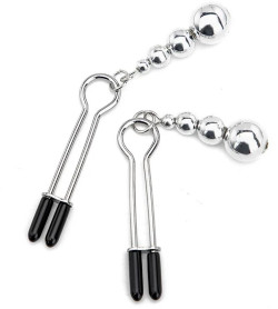 Серебристые зажимы на соски с бусинами Серебристые зажимы на соски с бусинами