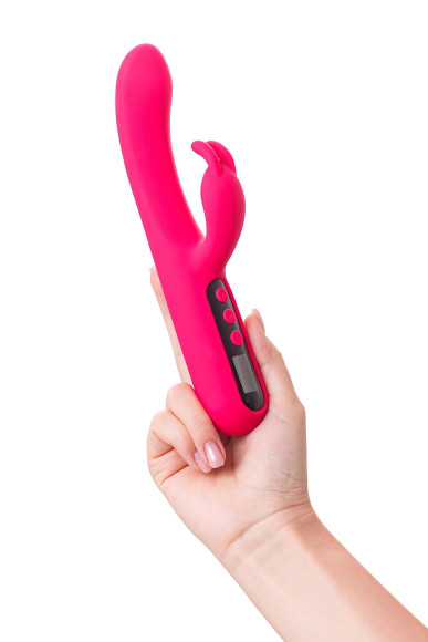 Ярко-розовый вибратор с клиторальной стимуляцией Rablock - 23,5 см. Ярко-розовый вибратор с клиторальной стимуляцией Rablock - 23,5 см.
