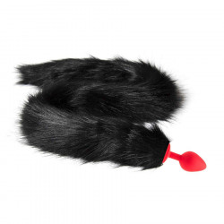 Красная анальная пробка с черным хвостом