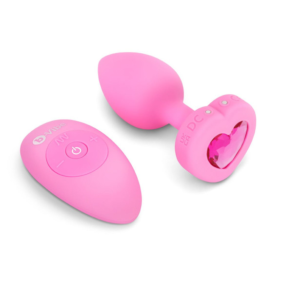 Розовый анальный плаг с кристаллом-сердцем Vibrating Heart Shape Jewel Plug S-M Розовый анальный плаг с кристаллом-сердцем Vibrating Heart Shape Jewel Plug S-M