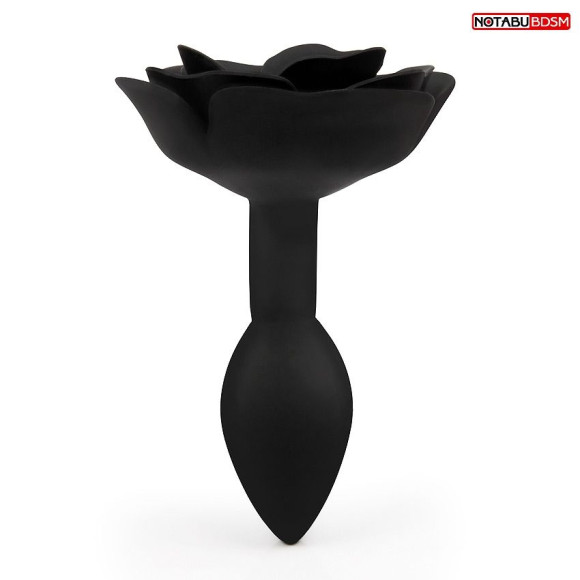 Черная гладкая анальная втулка-роза Черная гладкая анальная втулка-роза