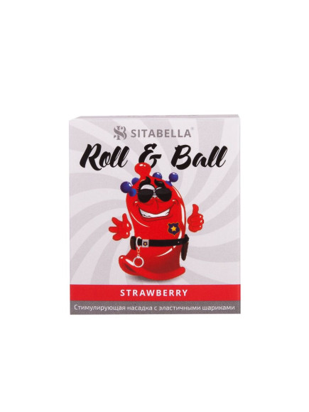 Стимулирующий презерватив-насадка Roll & Ball Strawberry Стимулирующий презерватив-насадка Roll & Ball Strawberry