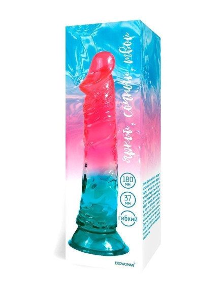 Яркий двухцветный фаллоимитатор с присоской