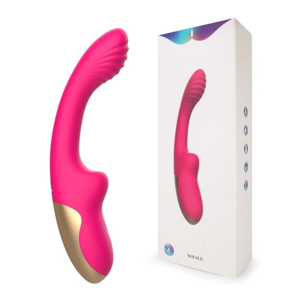 Розовый изогнутый ребристый вибромассажер - 21 см. Розовый изогнутый ребристый вибромассажер - 21 см.