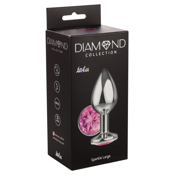 Большая серебристая анальная пробка Diamond Pink Sparkle Large с розовым кристаллом - 8 см. Большая серебристая анальная пробка Diamond Pink Sparkle Large с розовым кристаллом - 8 см.