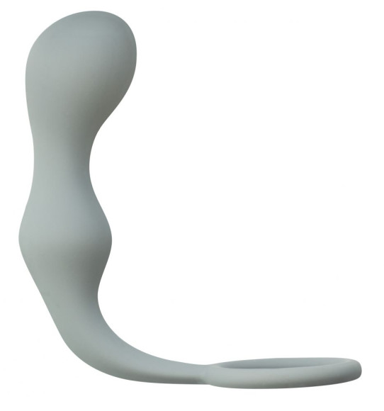 Серое эрекционное кольцо с анальной пробкой Double Pleasure Anal Plug Серое эрекционное кольцо с анальной пробкой Double Pleasure Anal Plug