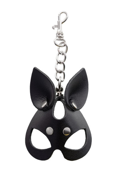 Кожаный брелок в виде маски кошки Кожаный брелок в виде маски кошки