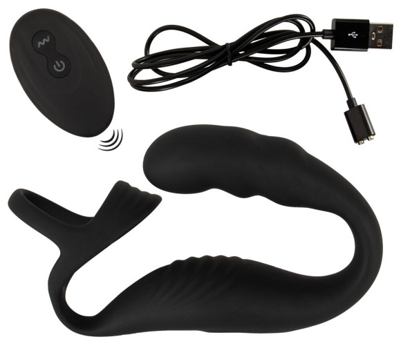 Черное эрекционное кольцо со стимуляцией промежности и анальной пробкой Cock Ring with RC Prostate Plug Черное эрекционное кольцо со стимуляцией промежности и анальной пробкой Cock Ring with RC Prostate Plug