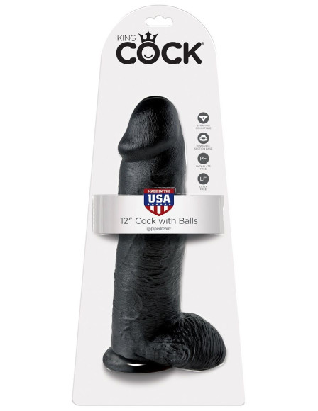 Чёрный фаллоимитатор-гигант 12 Cock with Balls - 30,5 см. Чёрный фаллоимитатор-гигант 12 Cock with Balls - 30,5 см.