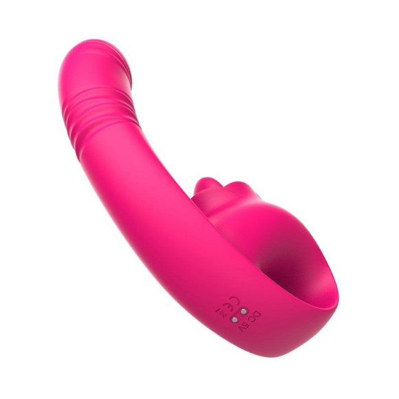 Розовый изогнутый вибратор с фрикциями - 19,7 см. Розовый изогнутый вибратор с фрикциями - 19,7 см.