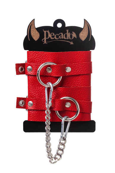 Красные мягкие кожаные оковы с люверсами Красные мягкие кожаные оковы с люверсами