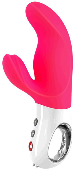 Ярко-розовый вибратор с клиторальным отростком MiSS Bi - 17 см. Ярко-розовый вибратор с клиторальным отростком MiSS Bi - 17 см.