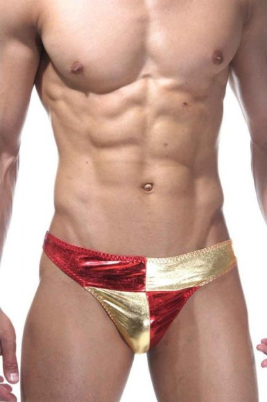 Мужские трусы-тонги с золотистыми вставками Мужские трусы-тонги с золотистыми вставками