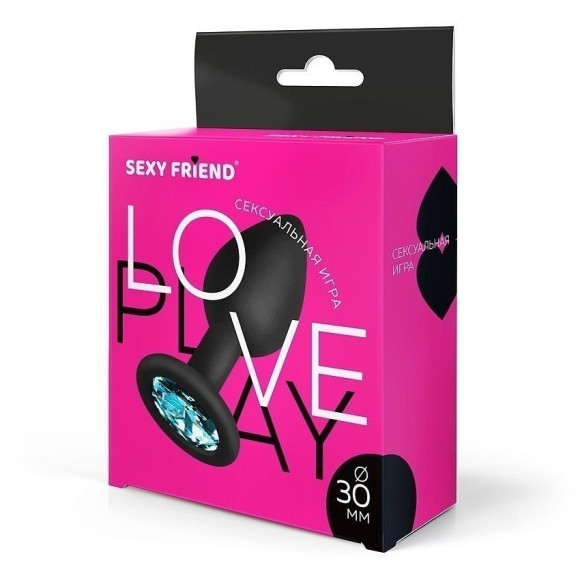 Черная силиконовая анальная втулка с голубым кристаллом - 7,3 см. Черная силиконовая анальная втулка с голубым кристаллом - 7,3 см.