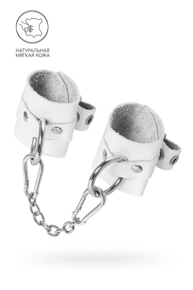 Белые мягкие кожаные наручники с люверсами Белые мягкие кожаные наручники с люверсами