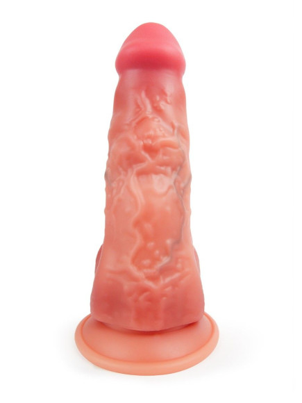 Телесный силиконовый фаллоимитатор на присоске - 25 см. Телесный силиконовый фаллоимитатор на присоске - 25 см.