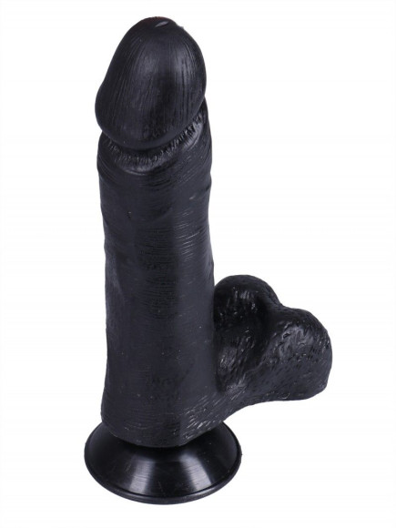 Черный вибратор-реалистик №1 с проводным пультом - 18,5 см. Черный вибратор-реалистик №1 с проводным пультом - 18,5 см.