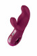 Бордовый вибратор с клиторальным стимулятором Miss Bi - 17 см.