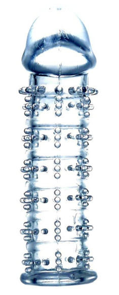 Прозрачная насадка на пенис с рельефом - 12 см.