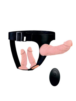 Женский страпон с 3 насадками и вибрацией Женский страпон с 3 насадками и вибрацией