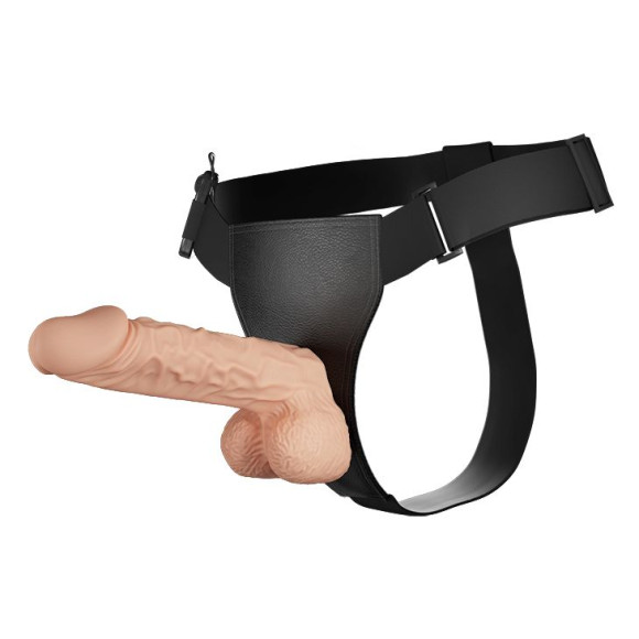 Телесный женский вибрострапон на ремешках с проводным пультом Телесный женский вибрострапон на ремешках с проводным пультом