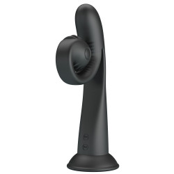 Черный вибратор на присоске с закрученным клиторальным отростком - 20 см. Черный вибратор на присоске с закрученным клиторальным отростком - 20 см.