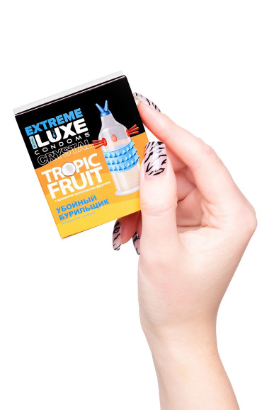 Стимулирующий презерватив «Убойный бурильщик» с ароматом тропических фруктов - 1 шт. Стимулирующий презерватив «Убойный бурильщик» с ароматом тропических фруктов - 1 шт.