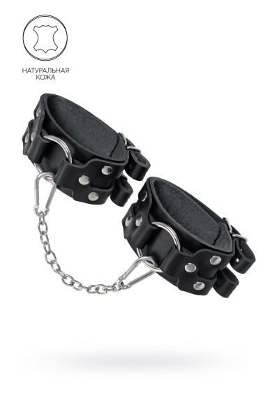 Черные кожаные оковы с двумя ремешками Черные кожаные оковы с двумя ремешками