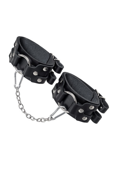 Черные кожаные оковы с двумя ремешками Черные кожаные оковы с двумя ремешками