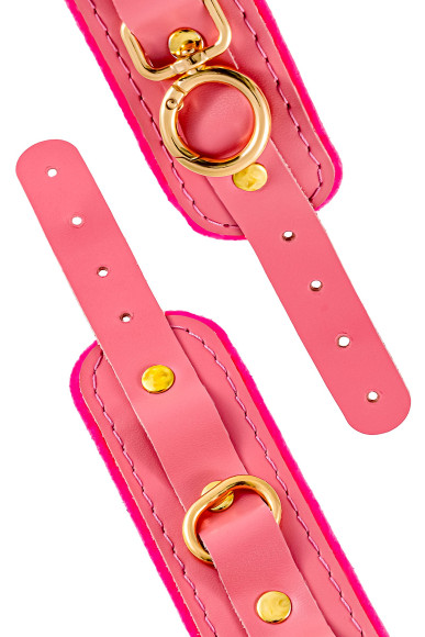 Розовые двуслойные кожаные оковы Розовые двуслойные кожаные оковы