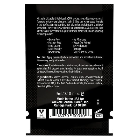 Лубрикант со вкусом кофе мокко Wicked Aqua Mocha Java - 3 мл. Лубрикант со вкусом кофе мокко Wicked Aqua Mocha Java - 3 мл.