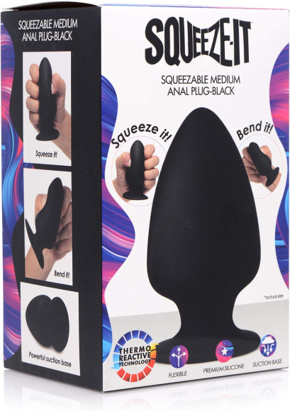 Черная мягкая анальная пробка Squeezable Medium Anal Plug - 11 см. Черная мягкая анальная пробка Squeezable Medium Anal Plug - 11 см.