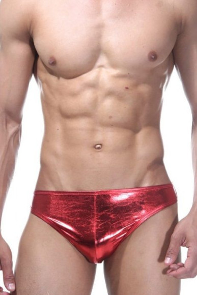 Красные трусы-джоки из блестящего гладкого материала Красные трусы-джоки из блестящего гладкого материала