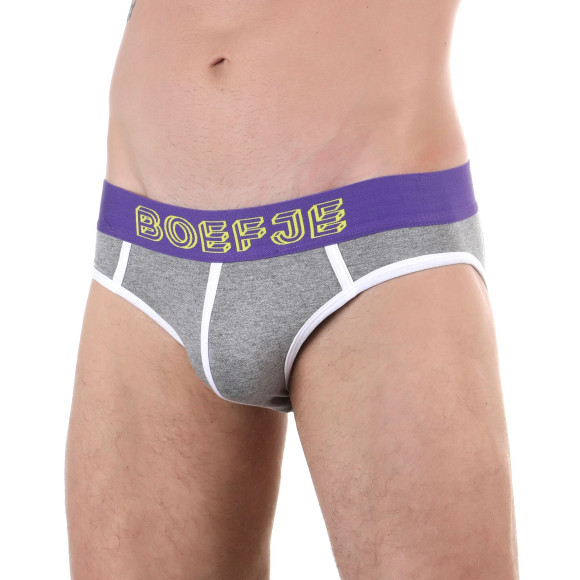 Серые меланжевые трусы-джоки с брендированной резинкой Серые меланжевые трусы-джоки с брендированной резинкой