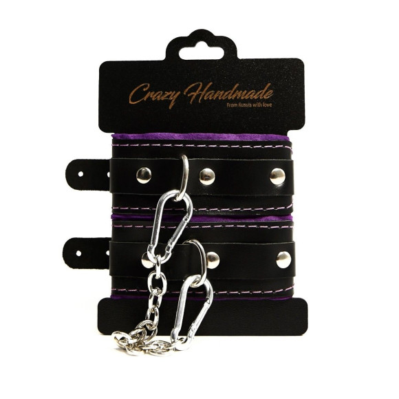 Черно-фиолетовые скругленные наручники с мягкой подкладкой Черно-фиолетовые скругленные наручники с мягкой подкладкой