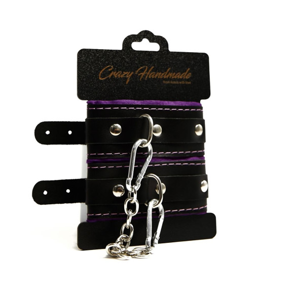 Черно-фиолетовые скругленные наручники с мягкой подкладкой Черно-фиолетовые скругленные наручники с мягкой подкладкой