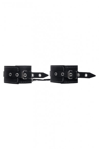 Черные двухслойные оковы с белой строчкой