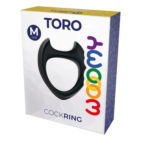 Черное эрекционное кольцо с рожками Wooomy Toro M Черное эрекционное кольцо с рожками Wooomy Toro M
