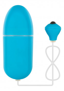 Голубое виброяйцо FUNKY EGG ON A WIRE - 7,5 см.