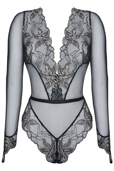 Боди Axelle с рукавами и вставками из цветочного кружева