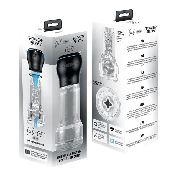 Набор PowerBlow & Feel Pocket Stroker Crystal: мастурбатор и интерактивная насадка Набор PowerBlow & Feel Pocket Stroker Crystal: мастурбатор и интерактивная насадка