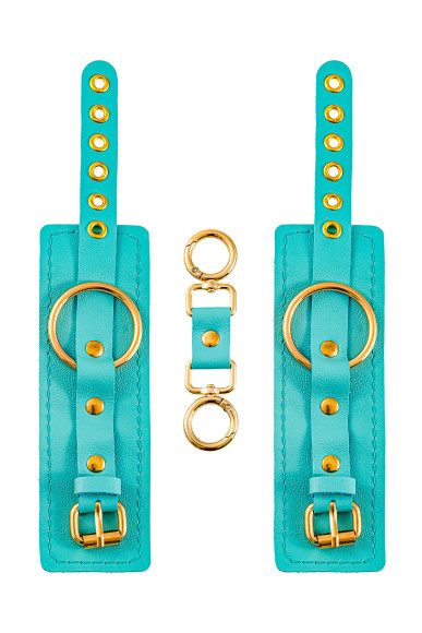 Голубые однослойные кожаные наручники Голубые однослойные кожаные наручники