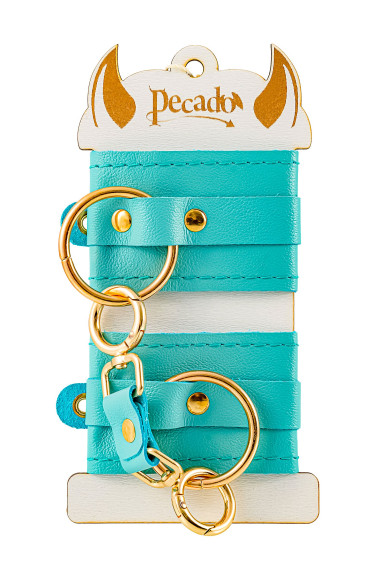 Голубые однослойные кожаные наручники Голубые однослойные кожаные наручники